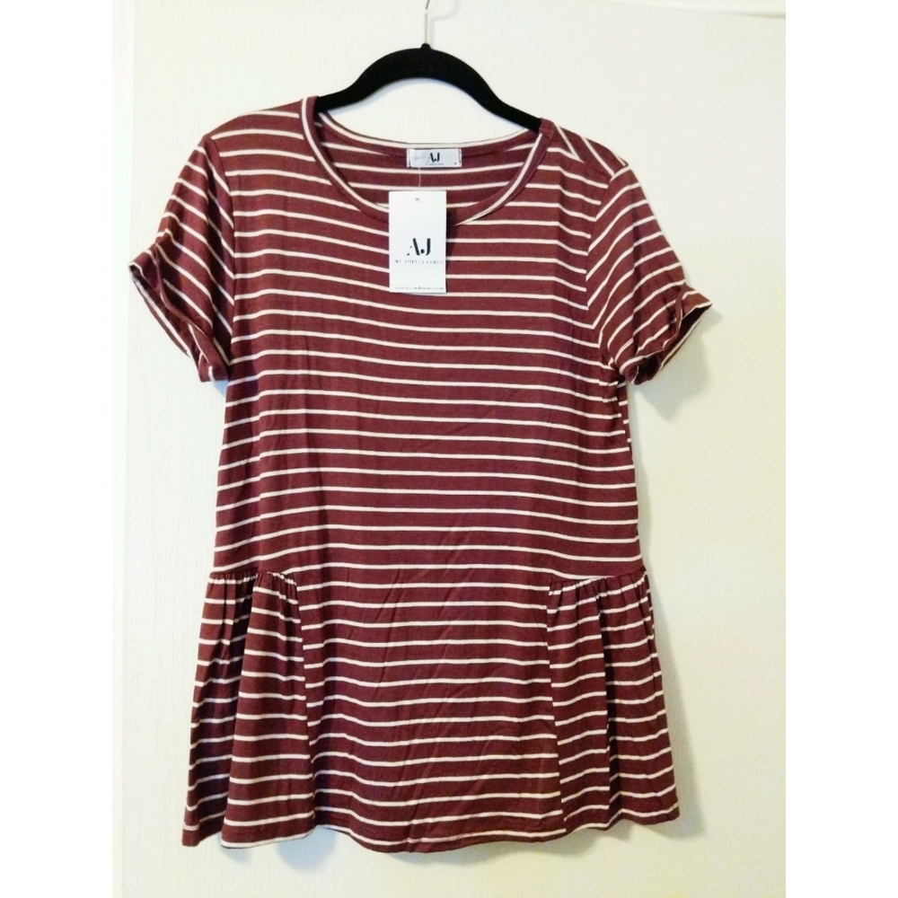 New My Amelia James Brown and White Stripe Shirt